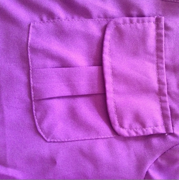 NWOT  L/S Purple button front blouse - Picture 7 of 7
